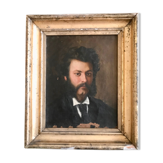 Portrait homme huile sur toile 19e