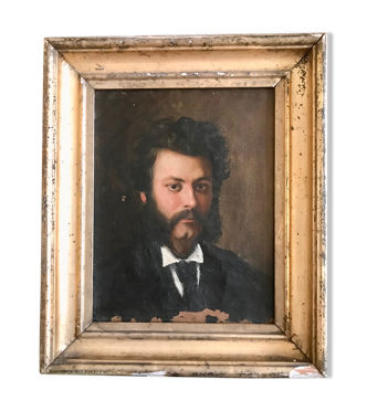 Portrait homme huile sur toile 19e