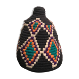 Berber wool and black and white raffia basket