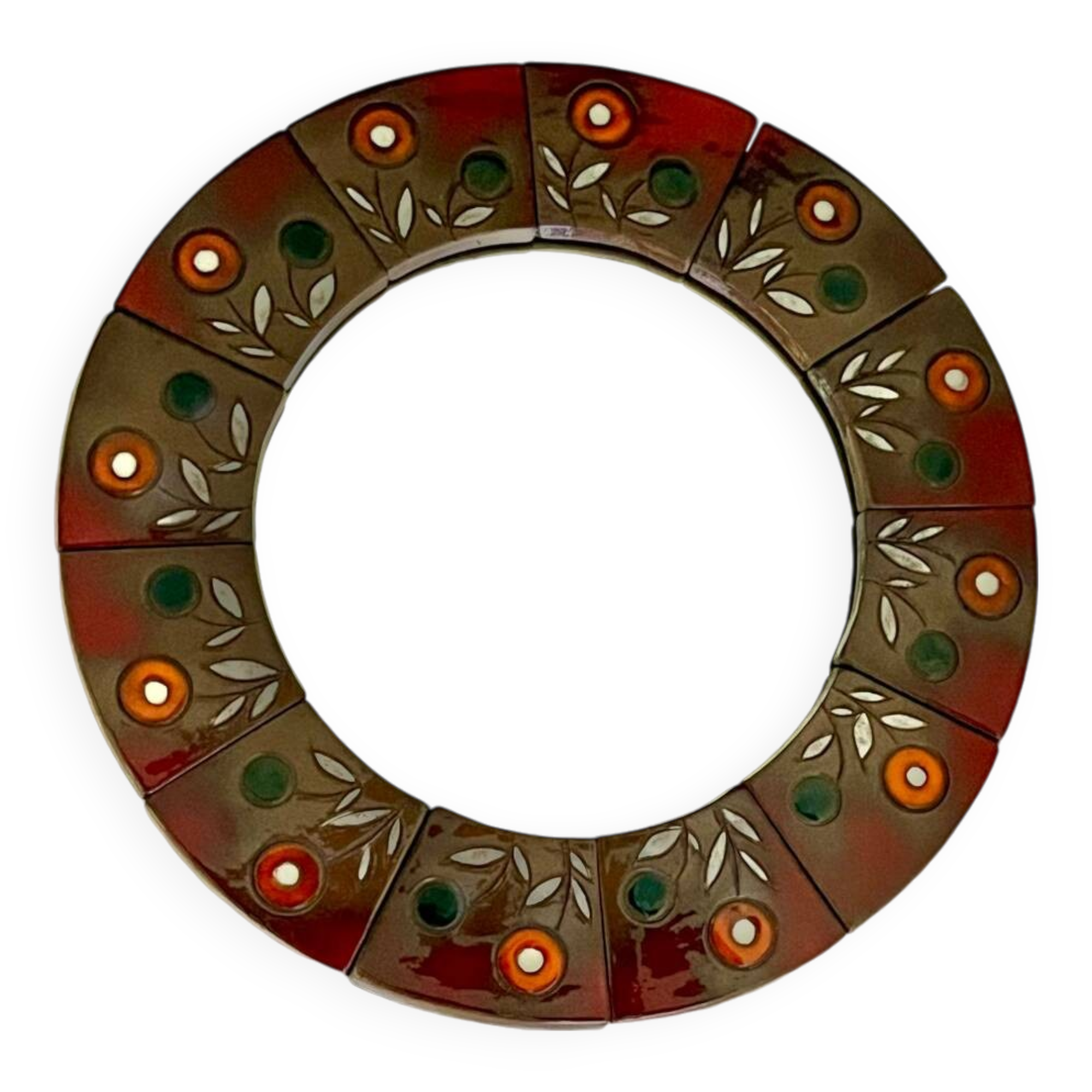 Oswald Tieberghien round ceramic mirror