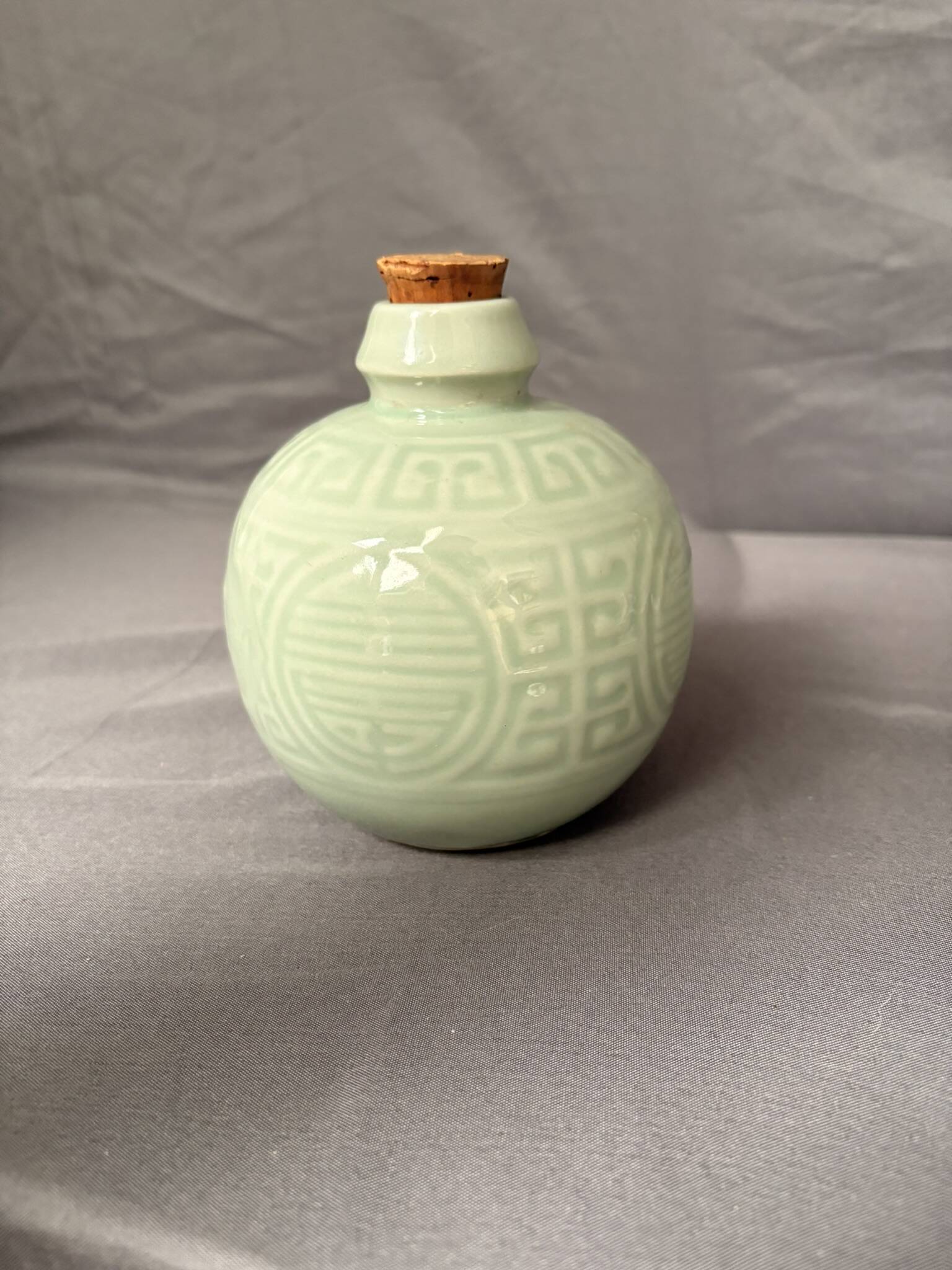 Ancient Celadon Green Blue Wine Bottle Vase Qianlong