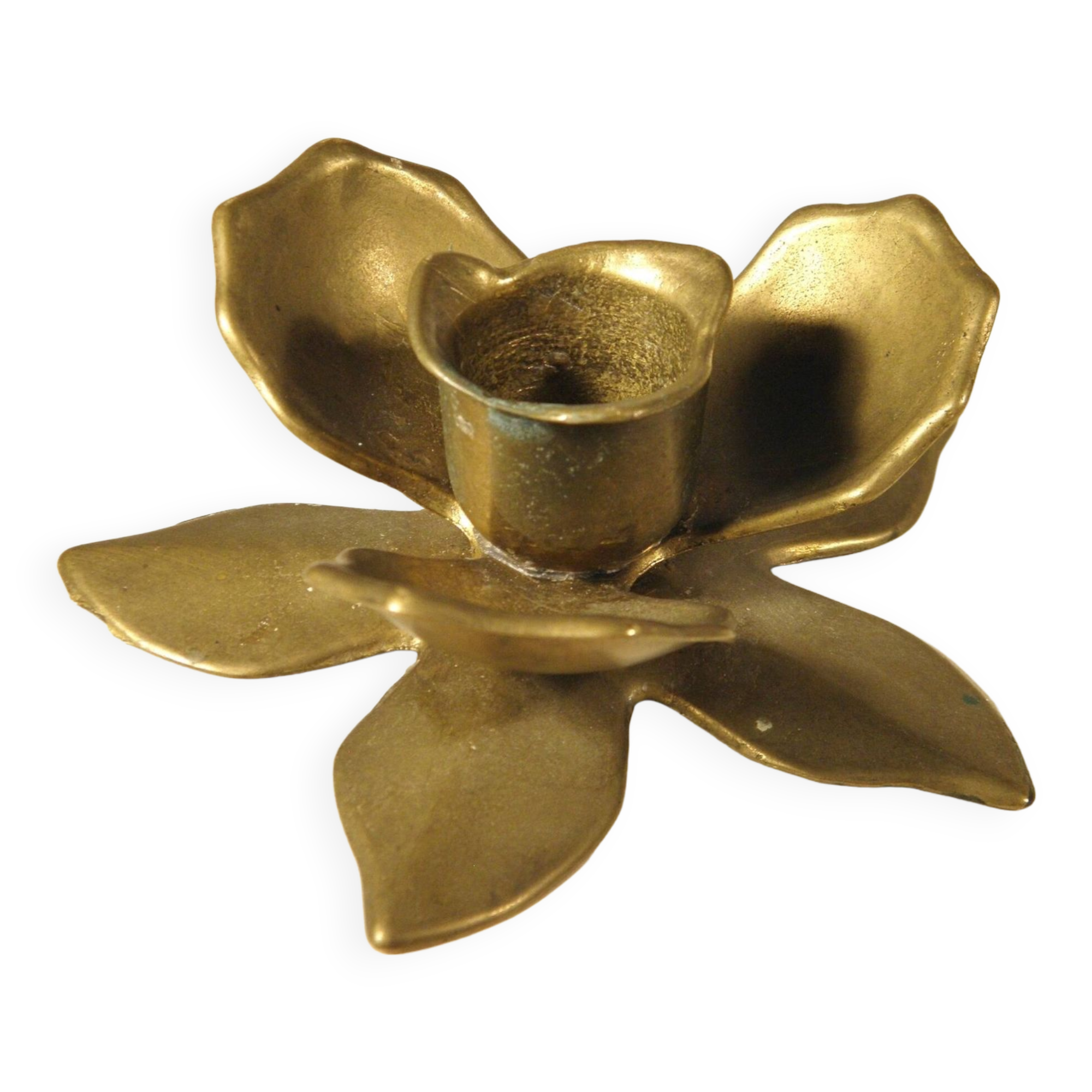 Brass flower candle holder