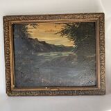 Oil and wood frame, ca 1900