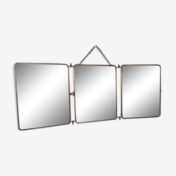 Beveled triptych barber mirror 68x27cm