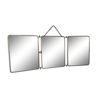 Beveled triptych barber mirror 68x27cm