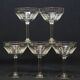 5 Antique Art Deco Palmette Cut Crystal Champagne Glasses