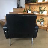 Vintage armchair in black skaï