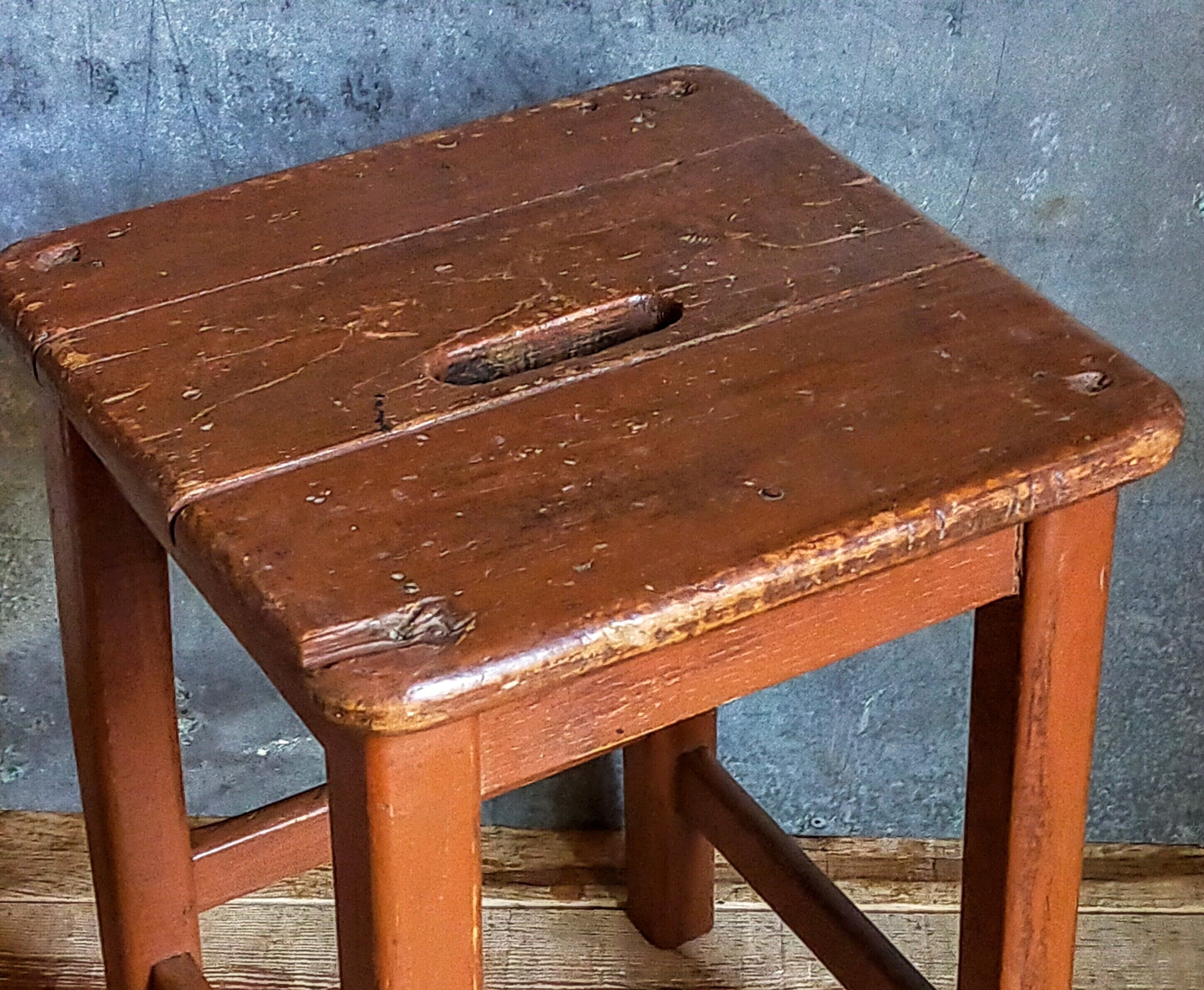 Workshop stool in old solid wood