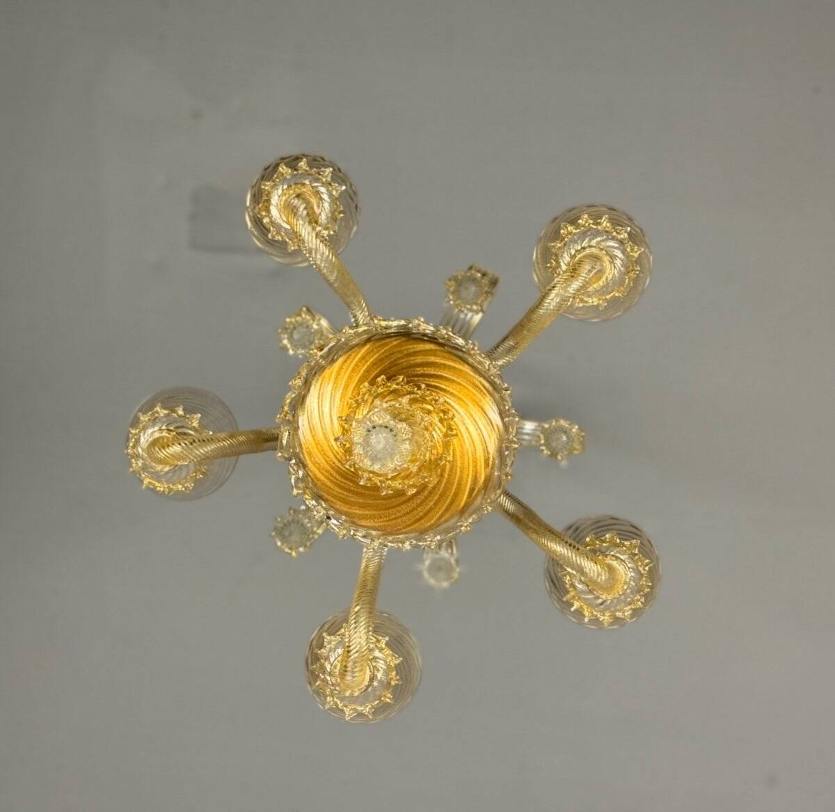 Venetian chandelier in golden murano glass 5 arms of light circa 1930