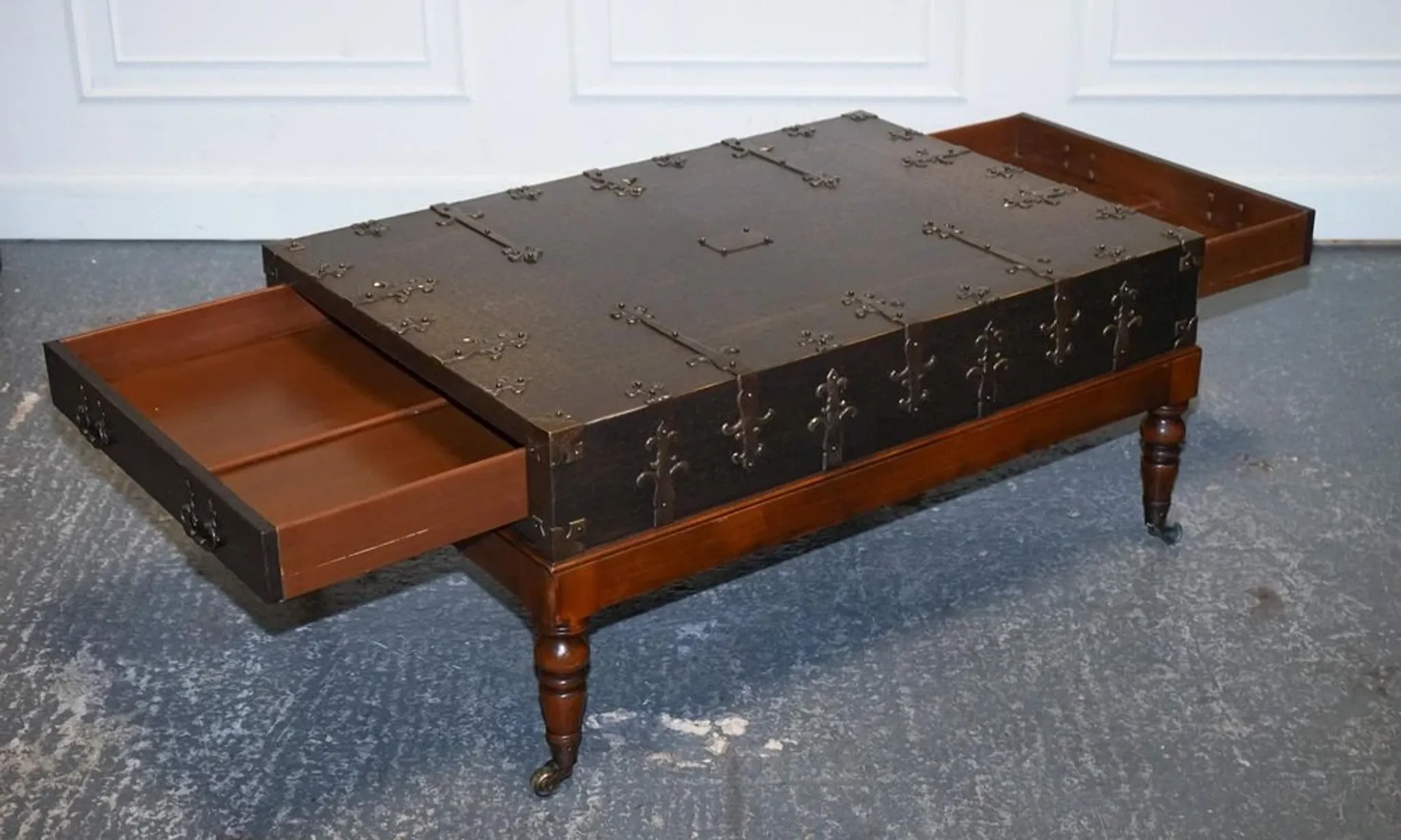 Large Coffee Table with Drawers on Both Sides by Theodore Alexander