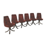 Coral velvet swivel chairs / rust 70s