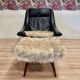 Large scandinavian armchair aage christiansen black leather and its ottoman 1950.