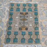 Tapis gris fait main en laine naturelle 70x110cm