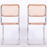 Restored Bauhaus Pair of Chairs, Robert Slezak, Chrome, Beech, Czechia, 1930s
