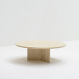 Round travertine coffee table, italy 70s