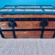 Cargo trunk or seat. Wood and metal, France circa 1900.