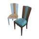 Pair of vintage 1930s chairs in wood and velvet (Art Deco style)
