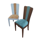 Pair of vintage 1930s chairs in wood and velvet (Art Deco style)