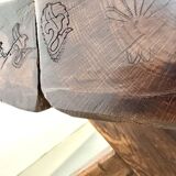 Table Brutaliste en Chêne Massif, Art Populaire (Vers 1900)