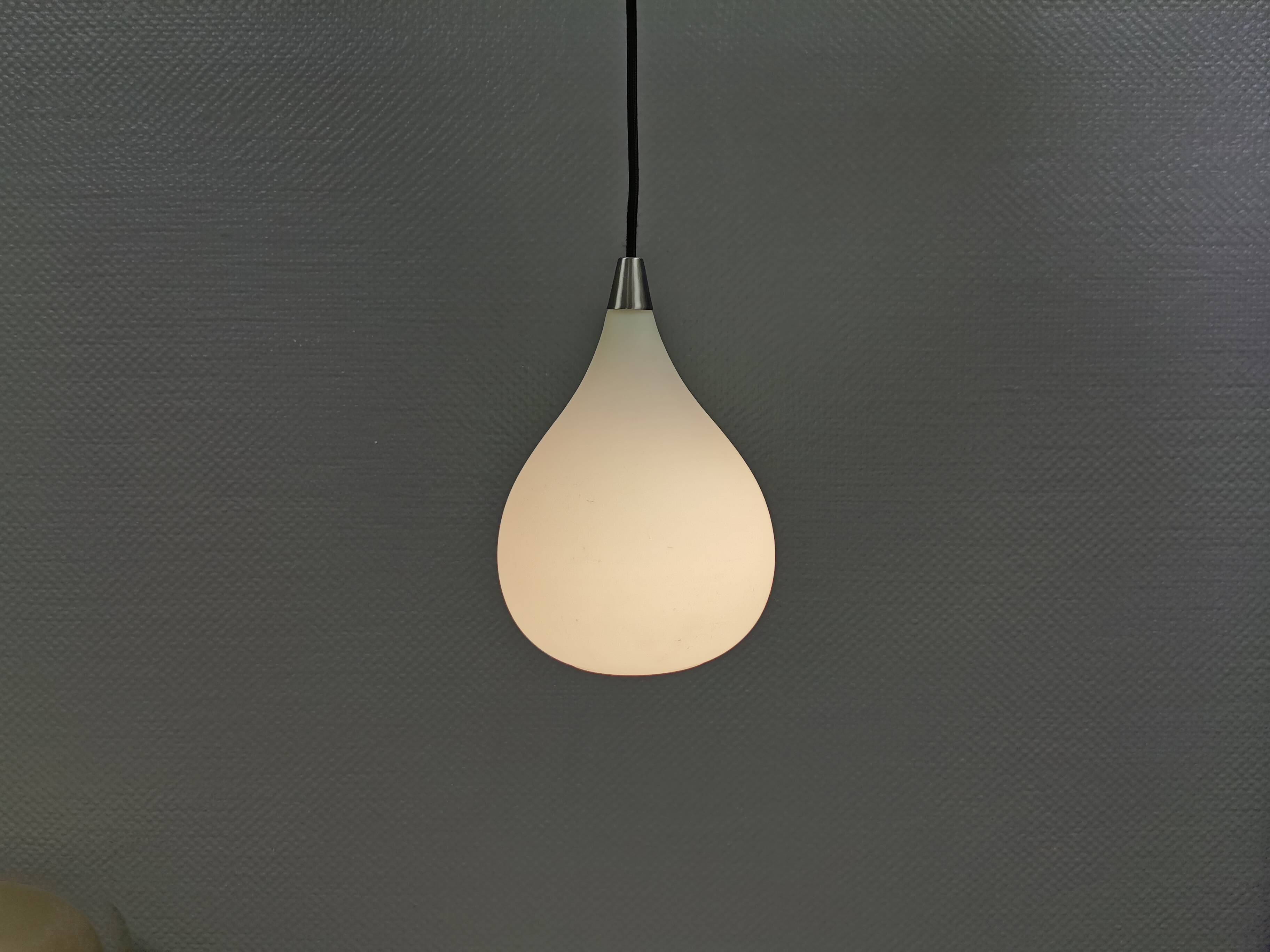 Drop-shaped hanging lamp in white opal glass, by danish El-Light, 1990s