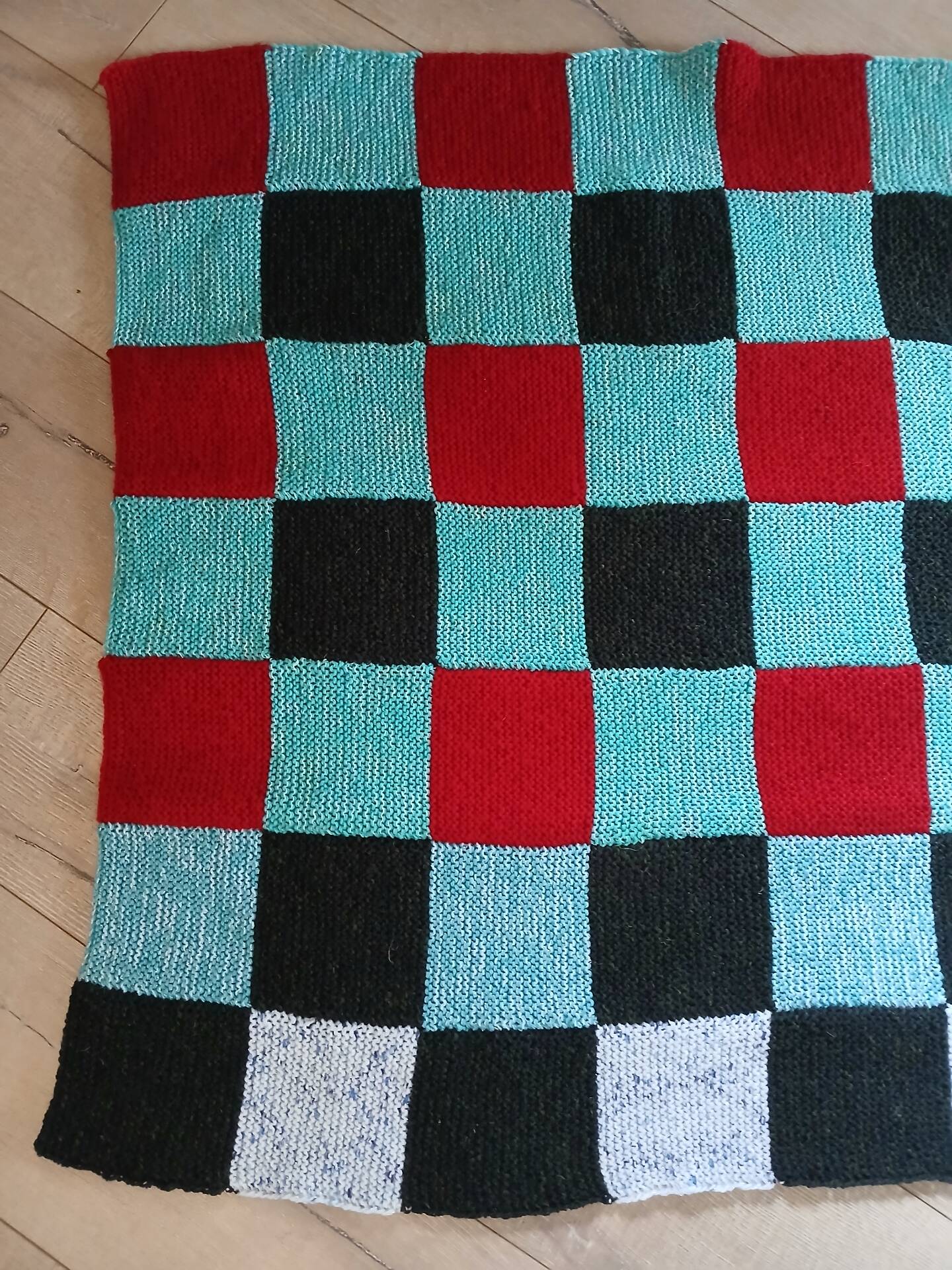 3 patchwork blankets knitted by hand