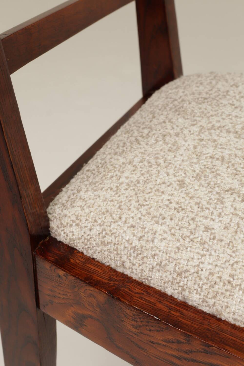 Art Deco chair beige fabric rustic oak 1950