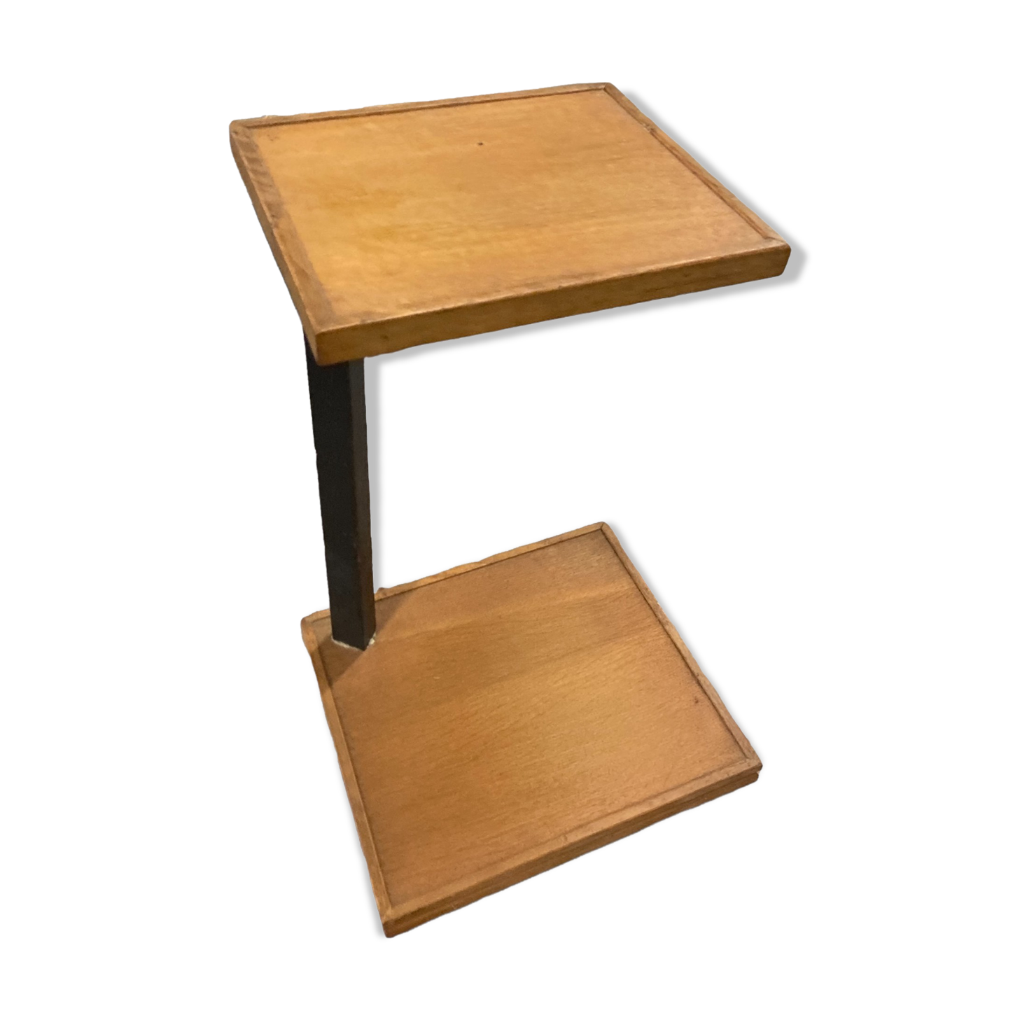 Table with two trays plant holder with midcentury wheel