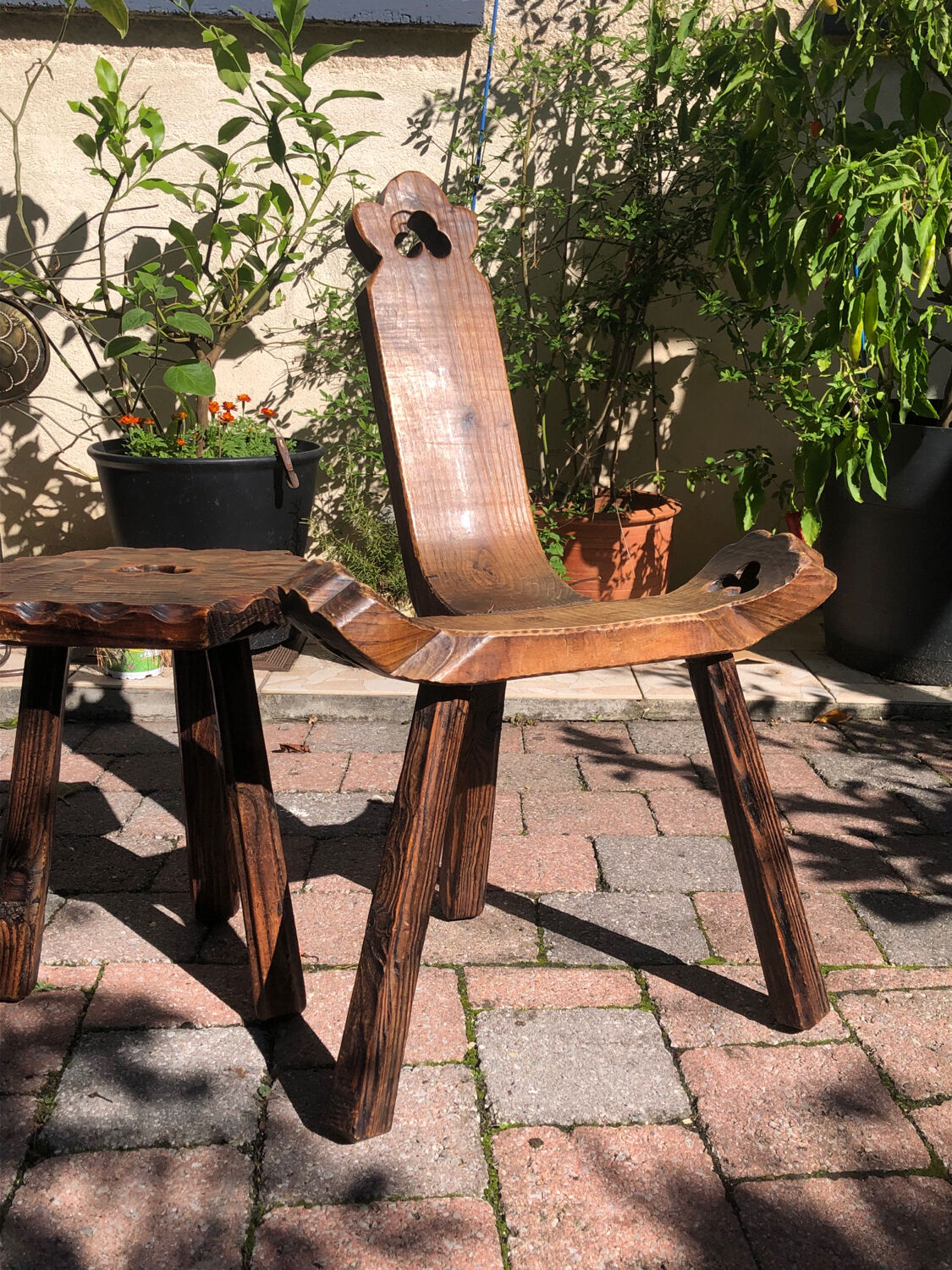 Brutalist chairs and stool