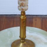 Lamppost in veined onyx and brass metal of the 1960s