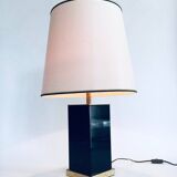 Hollywood Regency Style Black & Gold Square Table Lamp, 1970s