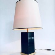 Hollywood Regency Style Black & Gold Square Table Lamp, 1970s