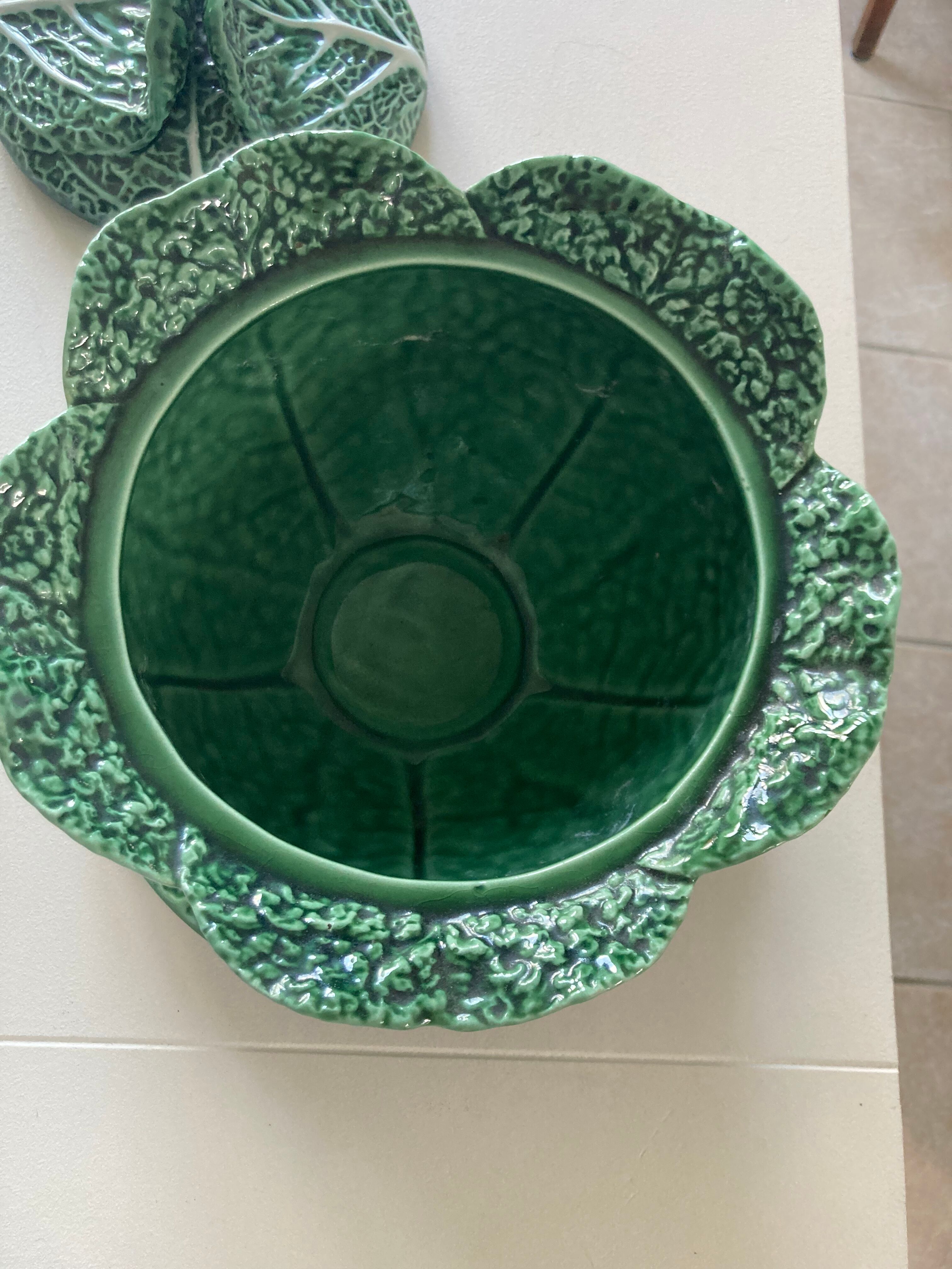 Cabbage tureen in slip 4 pieces