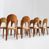 Vintage Danish dining chairs by Niels Koefoed solid teak, set of 10