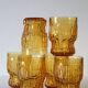 Set of 6 amber glasses, frosted effect, vintage French
