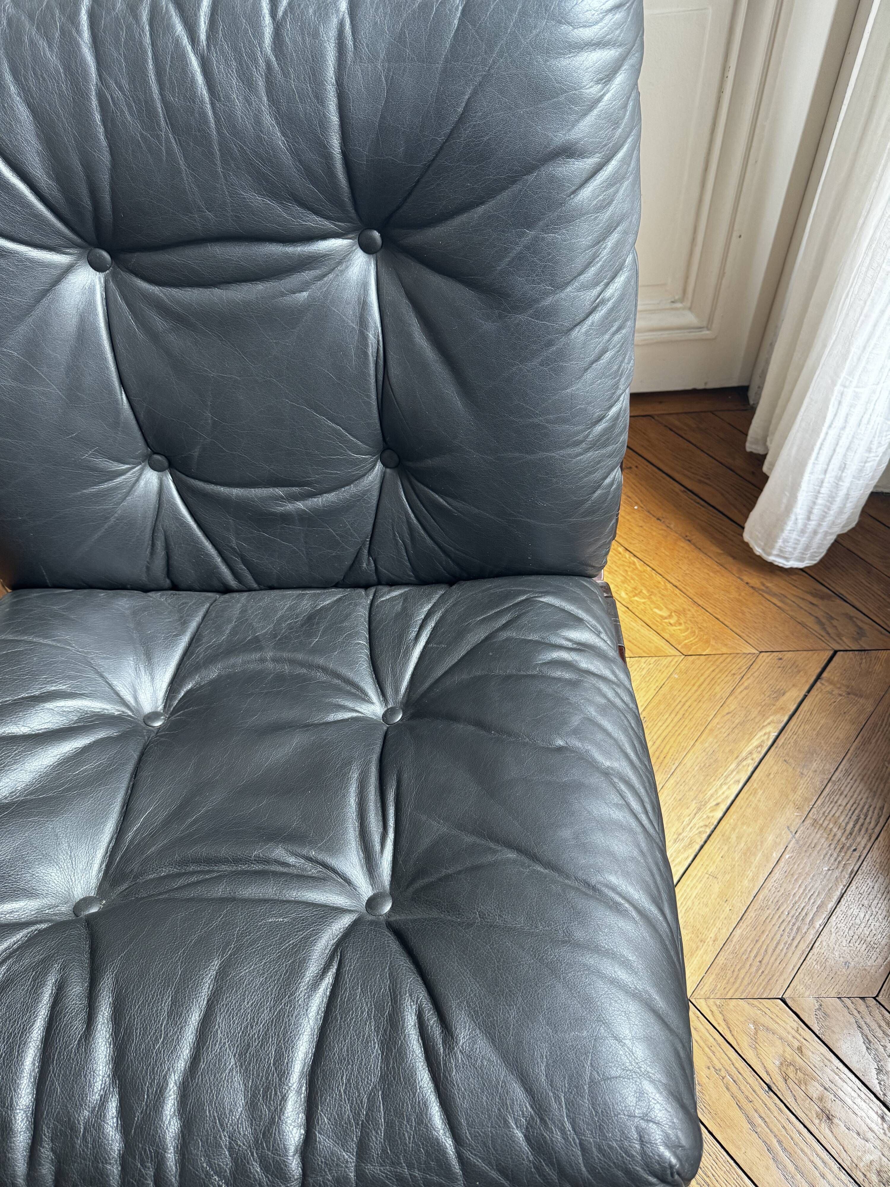 Kengu leather armchair by Elsa & Nordahl Solheim for Rybo Rykken
