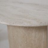 Oval travertine coffee table