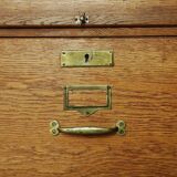 Vintage Industrial English Oak Filing Cabinet with Drawers, 1920s