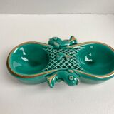 Green and gold ceramic salt shaker Art Deco 30s