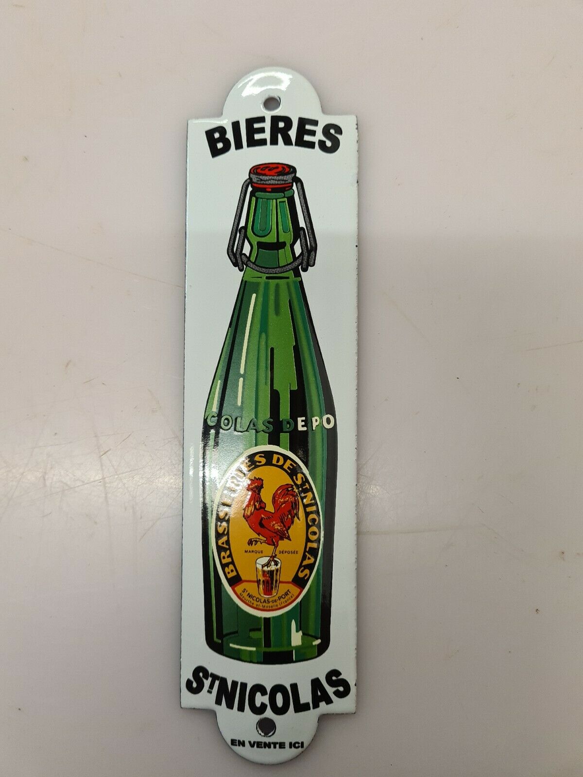 Enamelled plate beer st nicolas