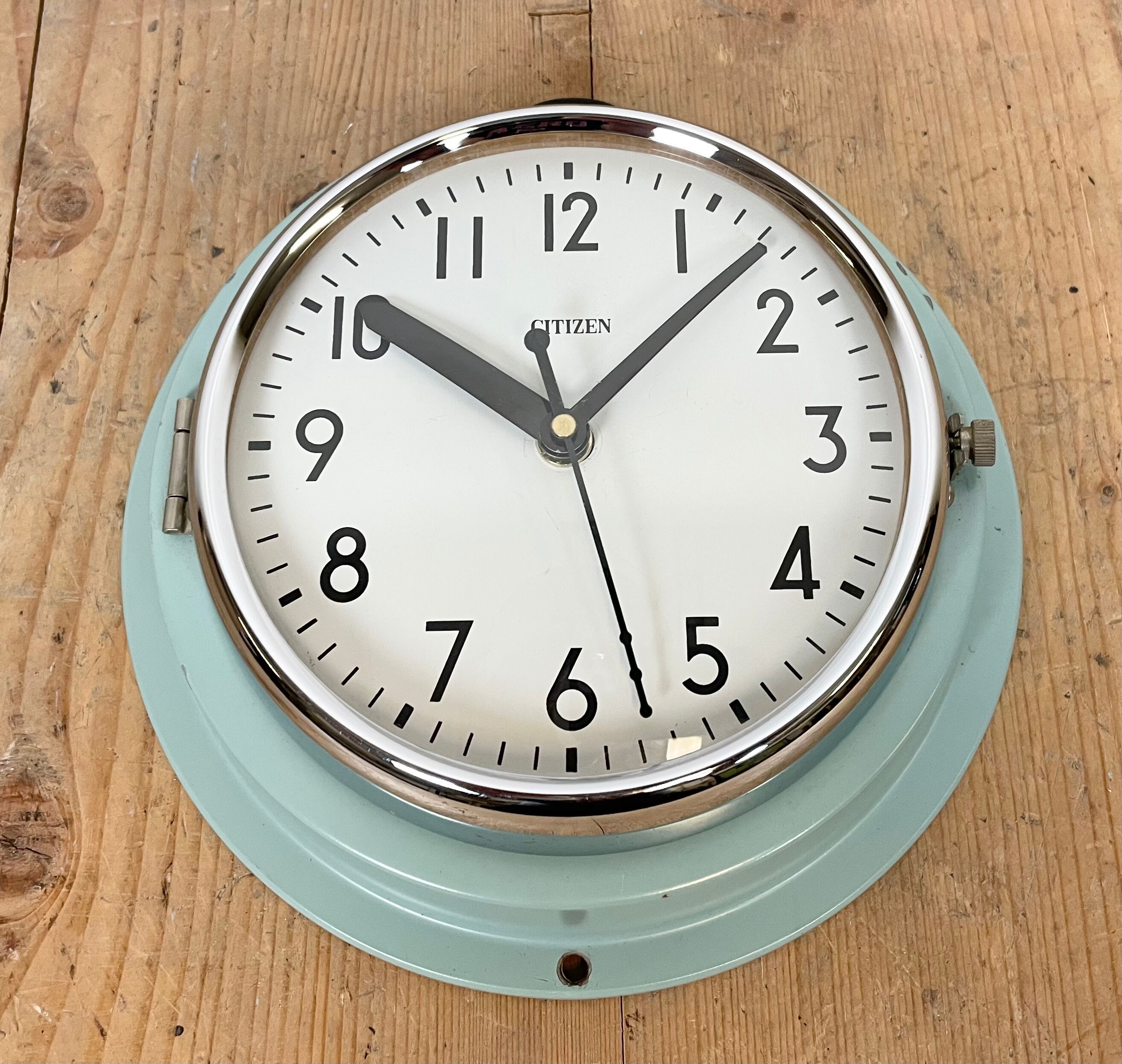 Vintage blue citizen navy wall clock, 1970s