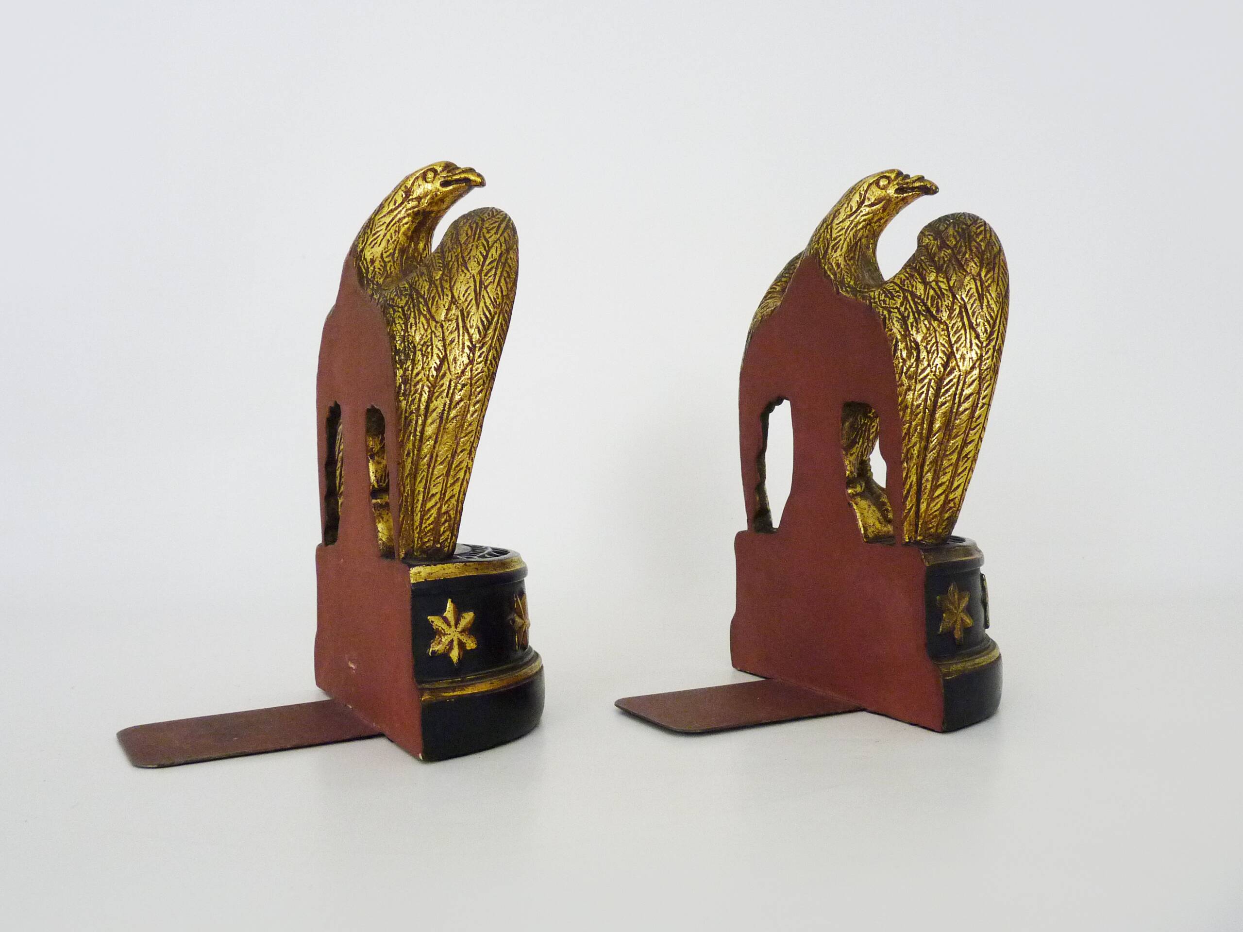 Pair of Hollywood Regency golden eagle bookends by Borghese. 60s