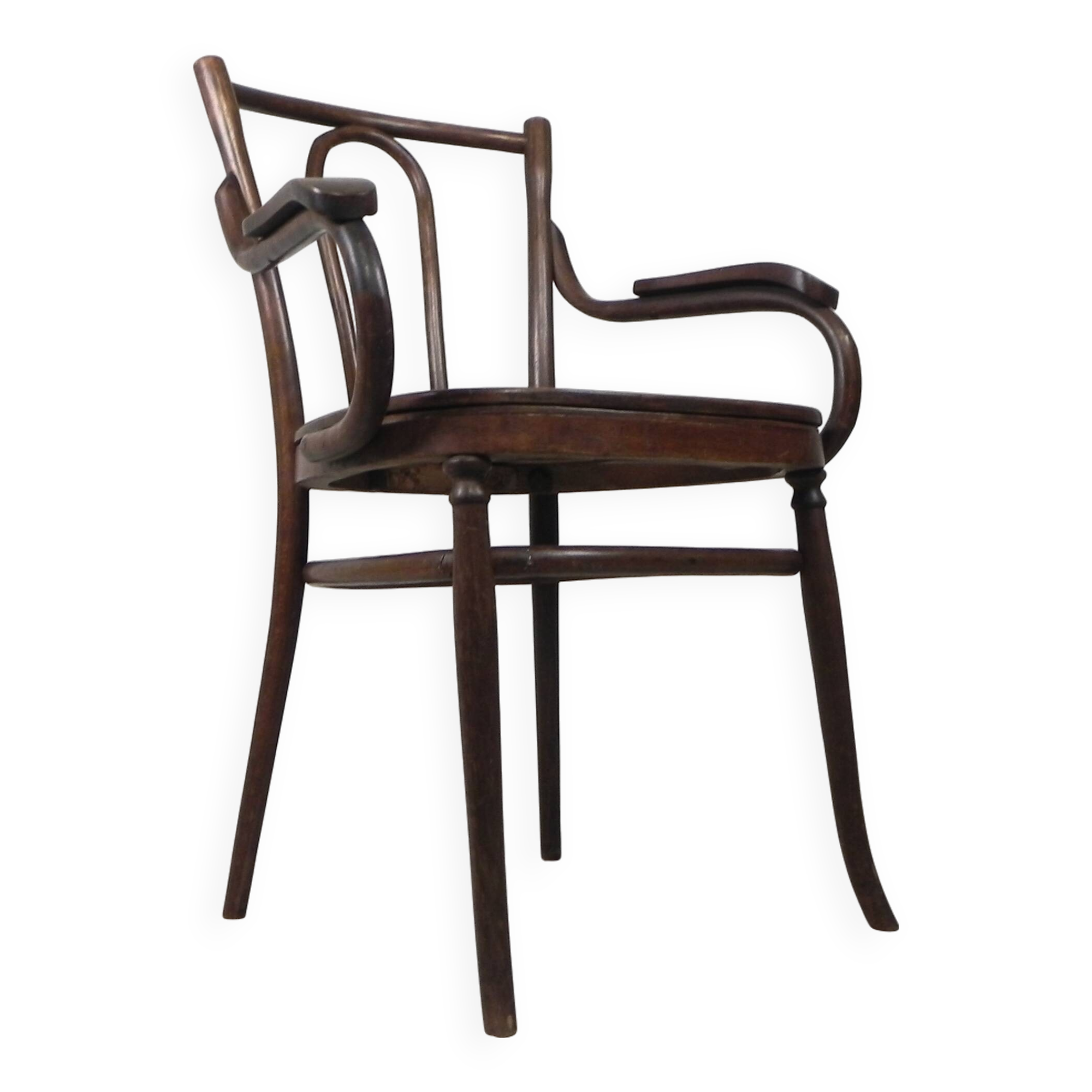 Fauteuil en hêtre avec accoudoirs dans le style Thonet, années 1920