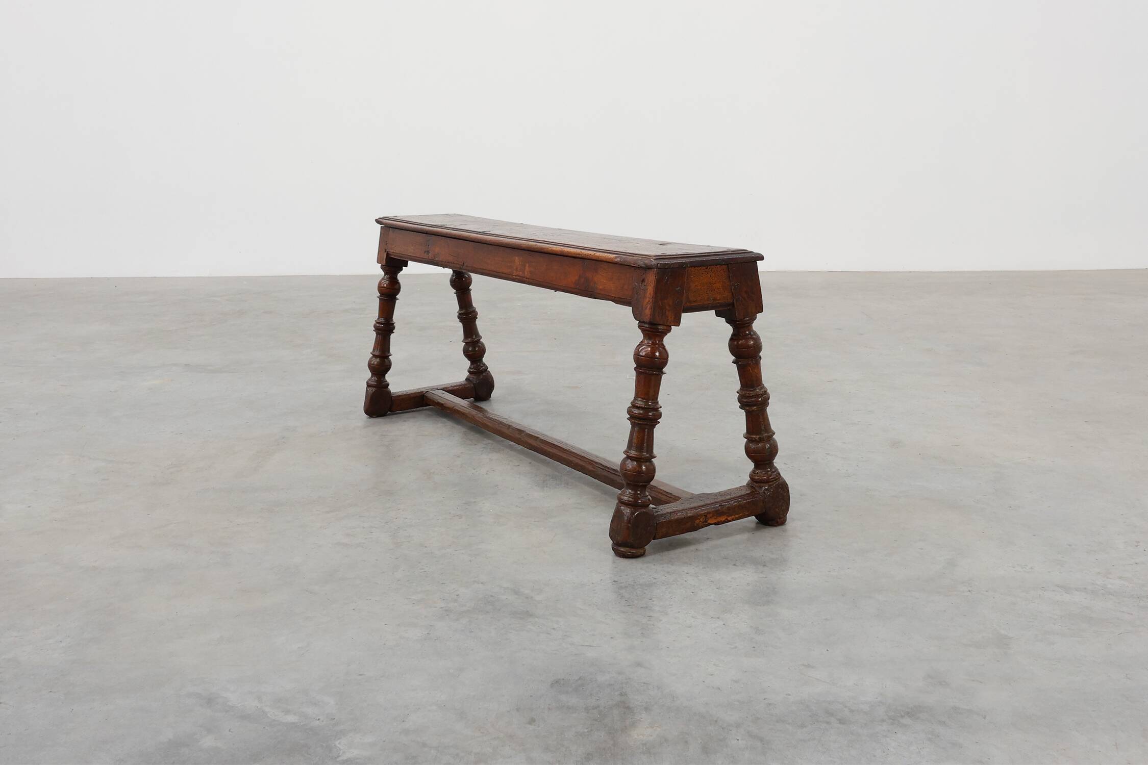Antique English oak farmhouse bench, UK ca. 1850