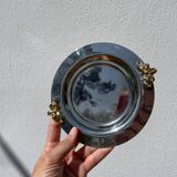Silver-plated metal butter dish with knots