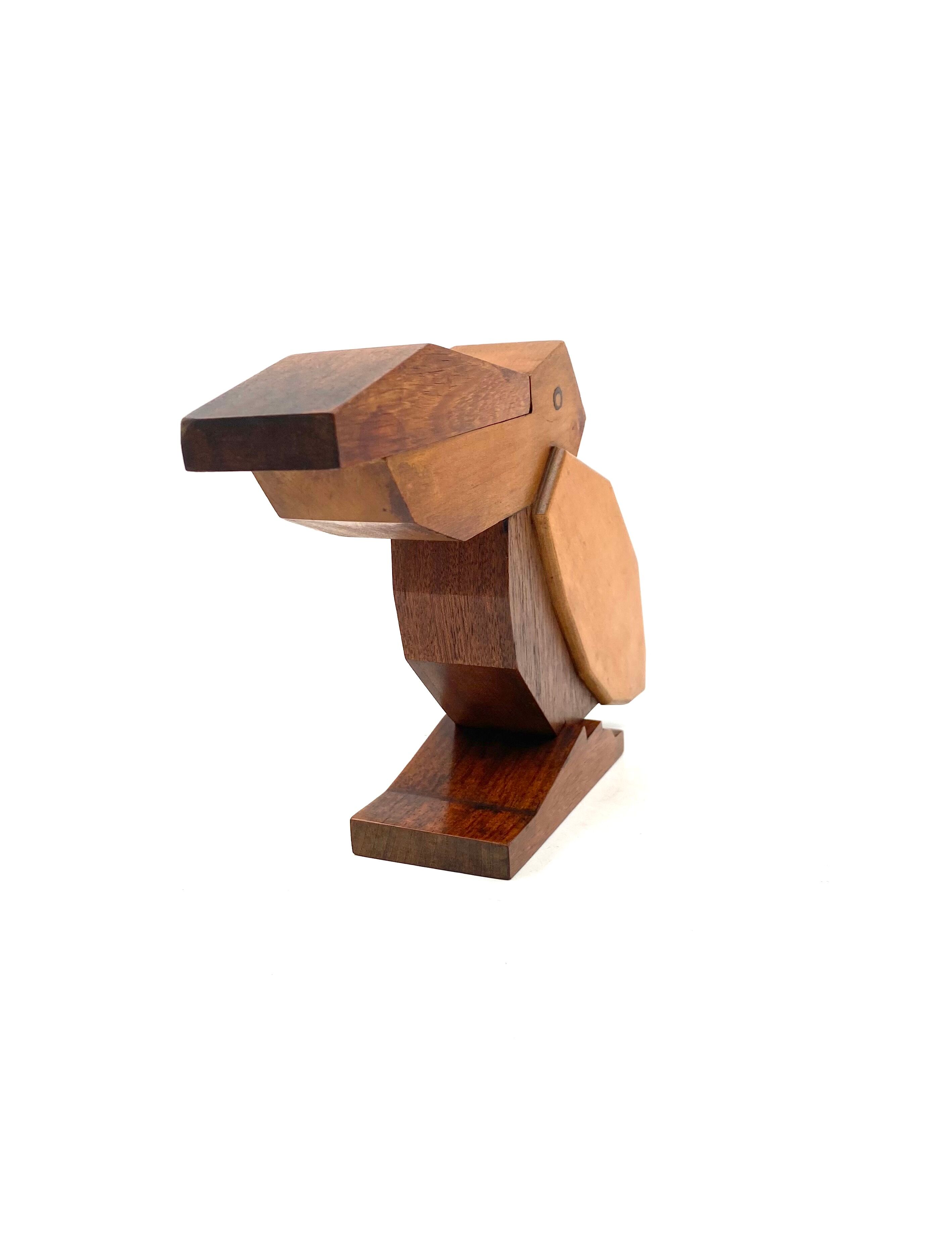 Amsterdam school, Art deco wooden Pelican cigarette / matches box, Netherlands 1930s