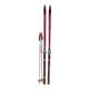 Paire de skis vintage en bois 199 cm couleur Bordeaux avec batons