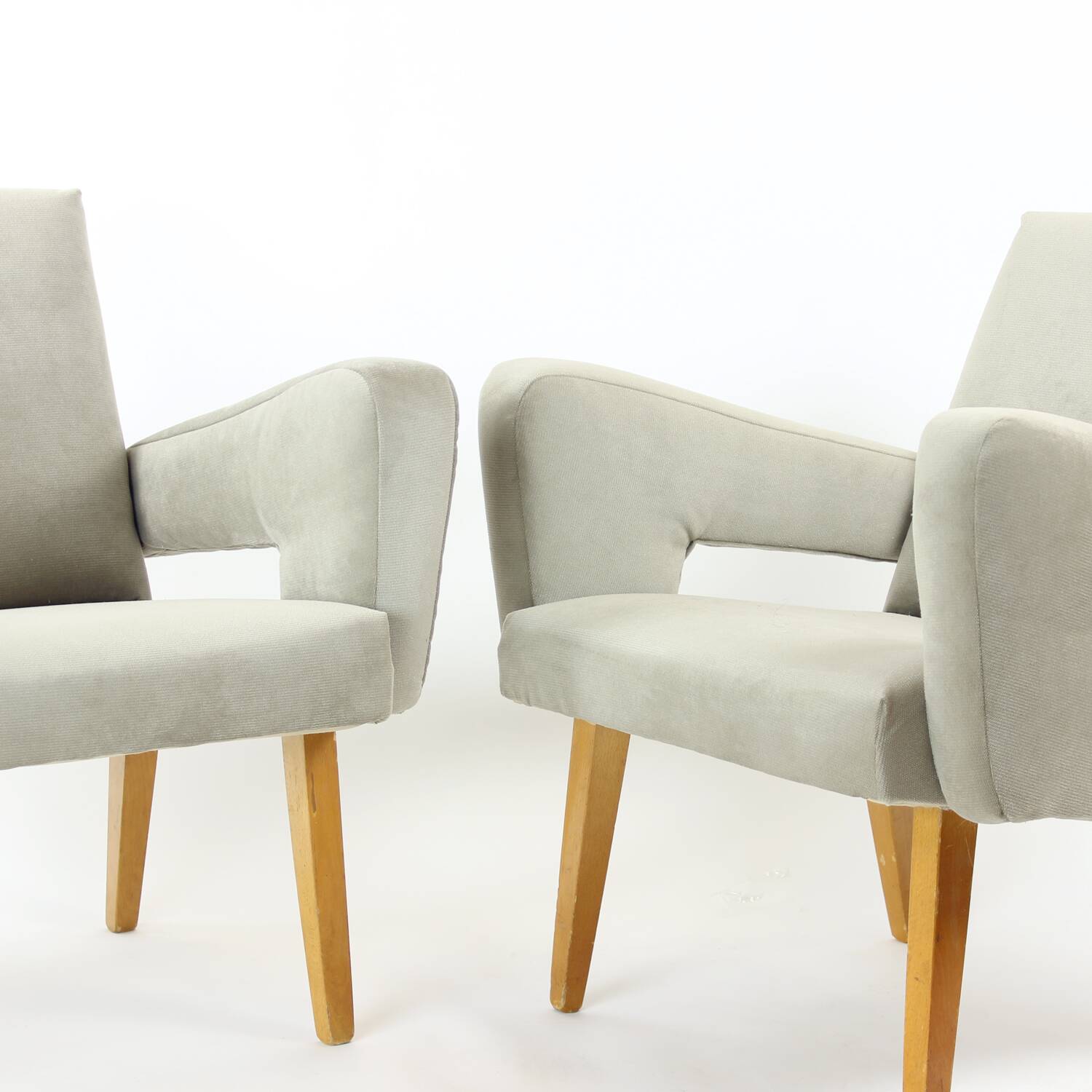 Ensemble de deux fauteuils avec tabouret du milieu du siècle, Tchécoslovaquie, années 1960