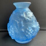 Blue Art Deco vase signed Etaleune Paris France