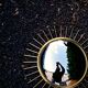 Mid-century 60s Gold Brass Witch Eye Sunburst Mirror