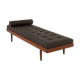 Danish mid century teak daybed in black leather, 1960s